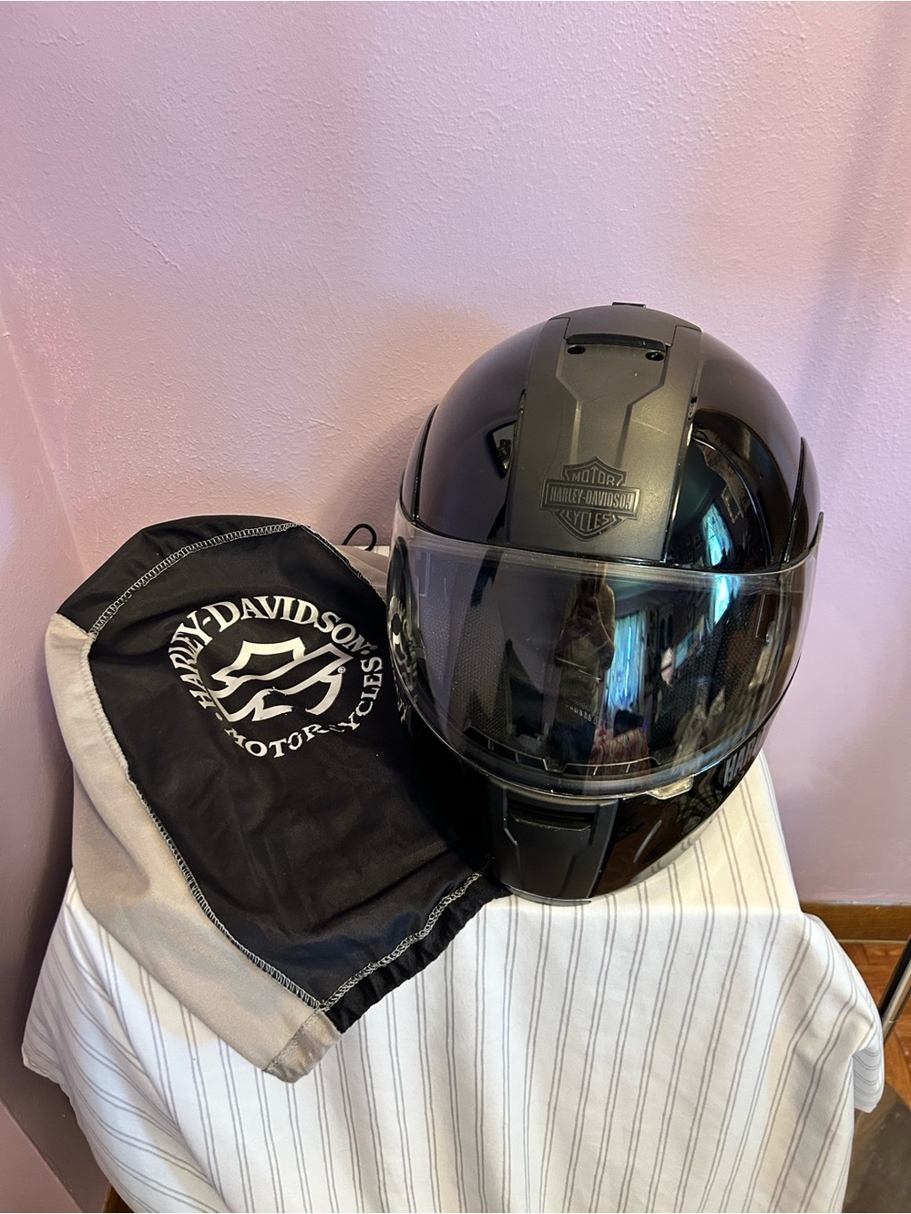 Harley-Davidson Black Full-Face Motorcycle Helmet w/ Shield & Carry Bag -size XS
